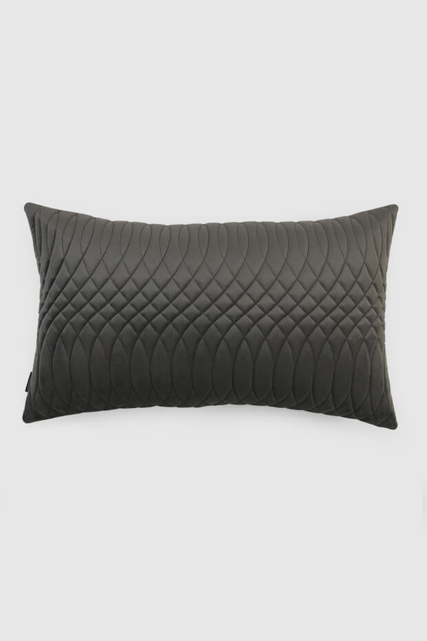 Opulent Wave Embossed Lumbar Cushion Cover , Grey