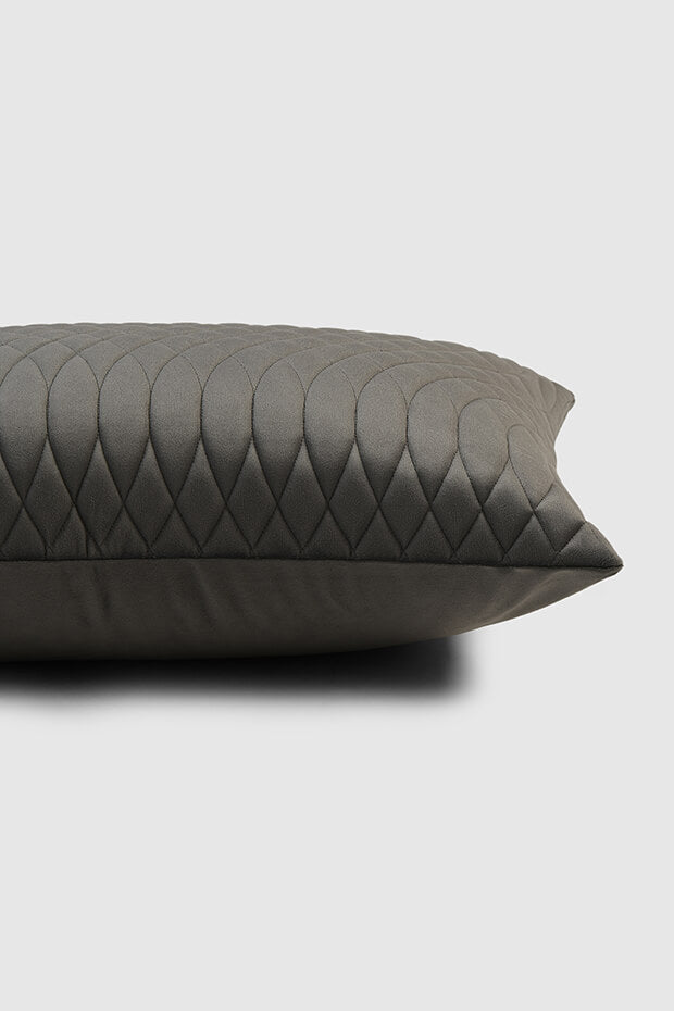 Opulent Wave Embossed Lumbar Cushion Cover , Grey