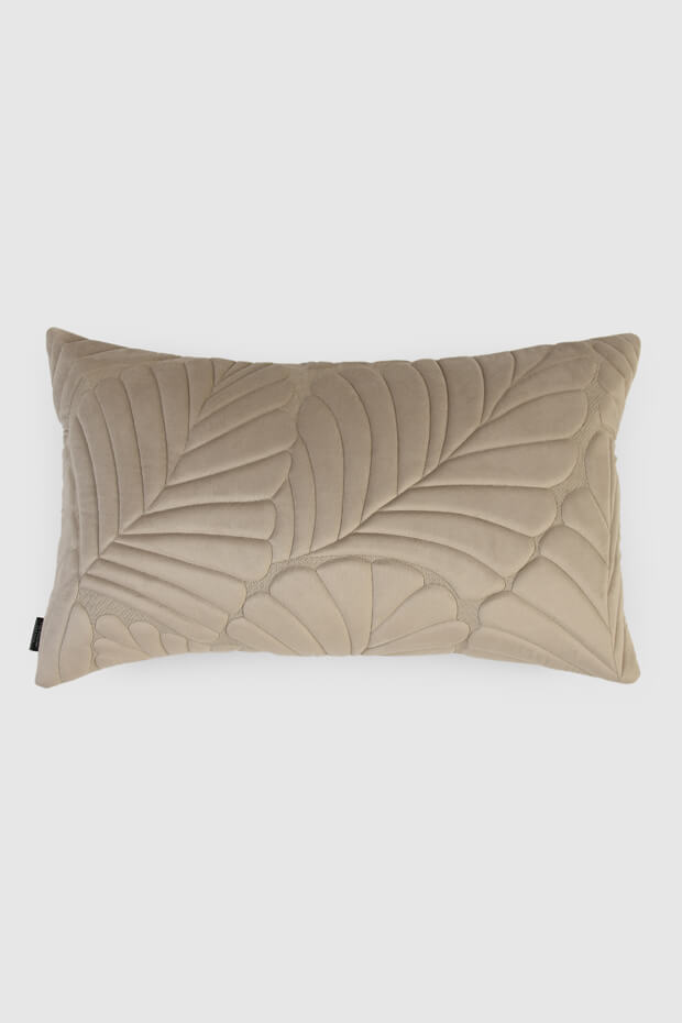 Bahama Embossed Lumbar Velvet Cushion Cover , Beige