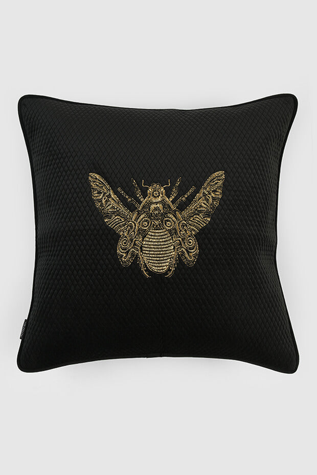 Bee Majesty Velvet Cushion Cover , Black