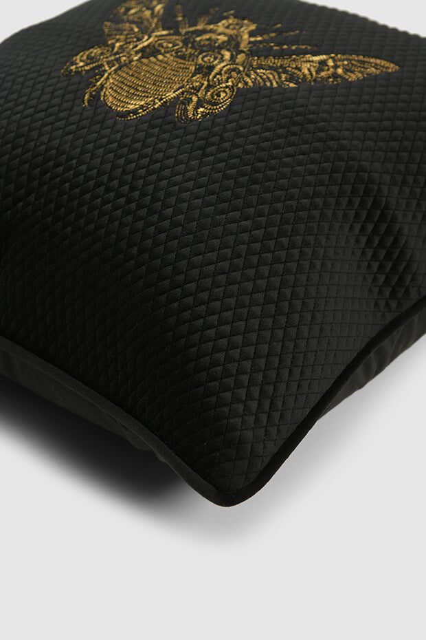 Bee Majesty Velvet Cushion Cover , Black