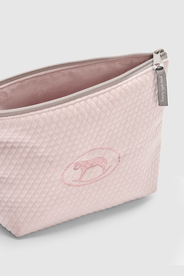 Petite Luxe Quilted Velvet Pouch , Pink