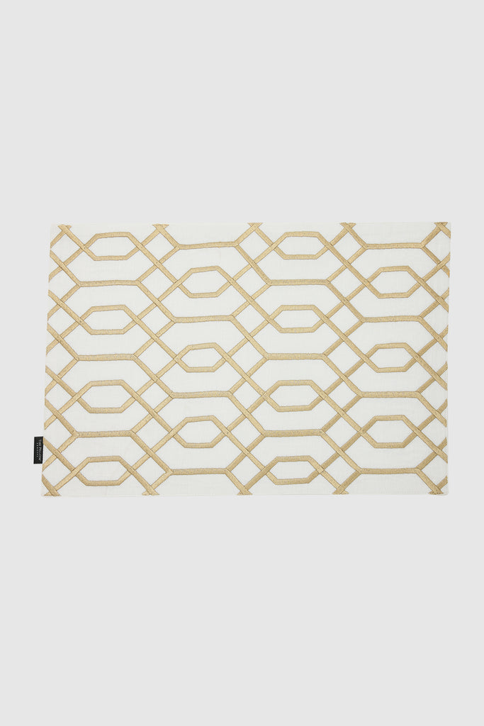 Gatsby White & Gold Linen Placemat, Set Of 4