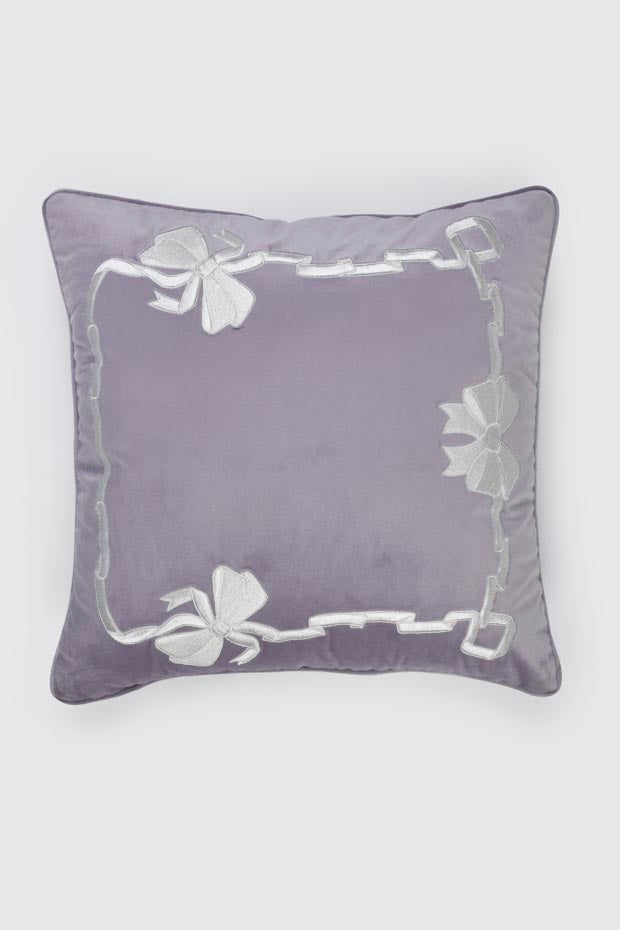 Ribbon Velvet Cushion Cover , Lavender