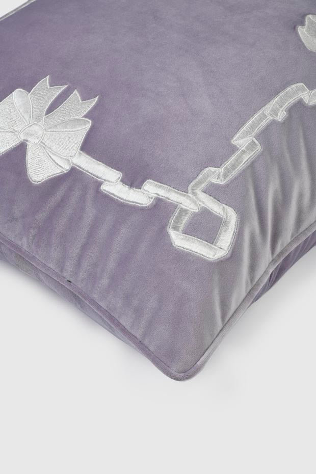 Ribbon Velvet Cushion Cover , Lavender