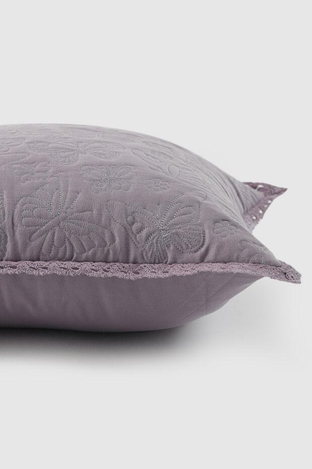 Quilted Butterfly Cotton Cushion Cover , Lavender