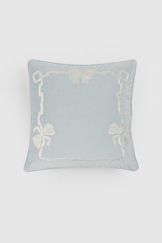 Ribbon Velvet Cushion Cover , Blue