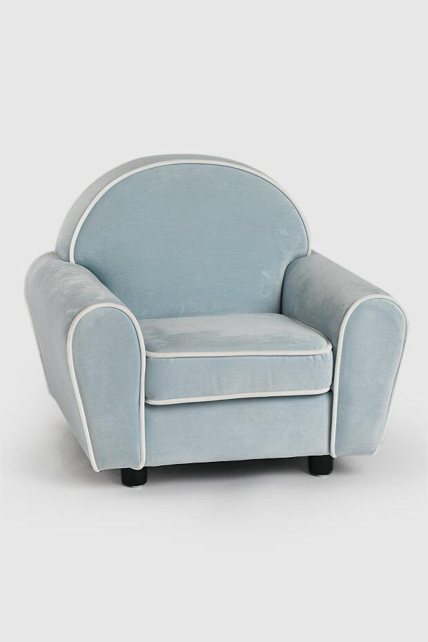 Luxe Velvet Toddler Sofa Chair , Blue