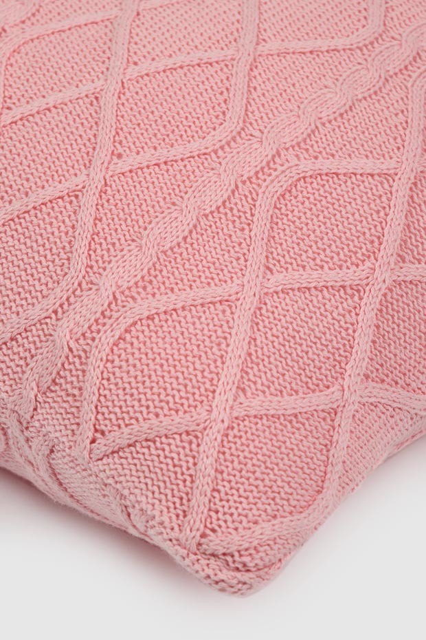 Pink Knit Cushion Cover