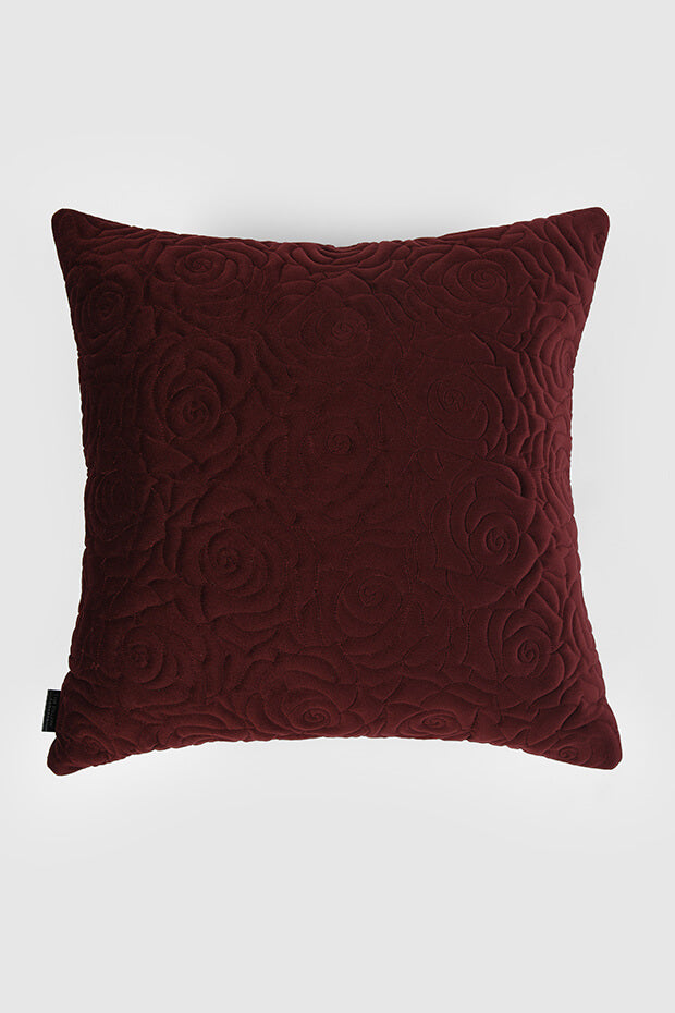Rose Quilted Cushion Cover , Claret