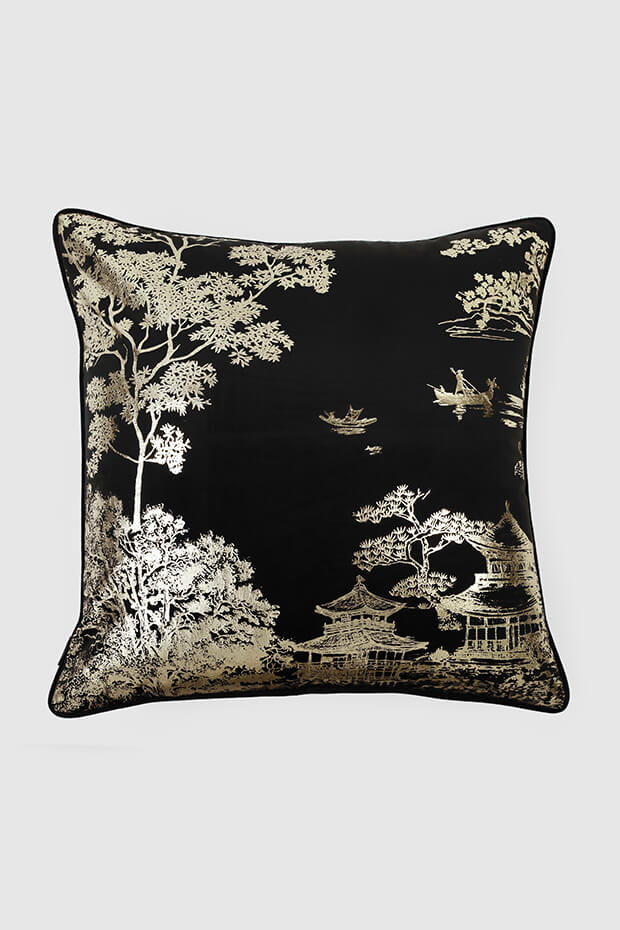 Shan Shui Luxe Cushion Cover , Black