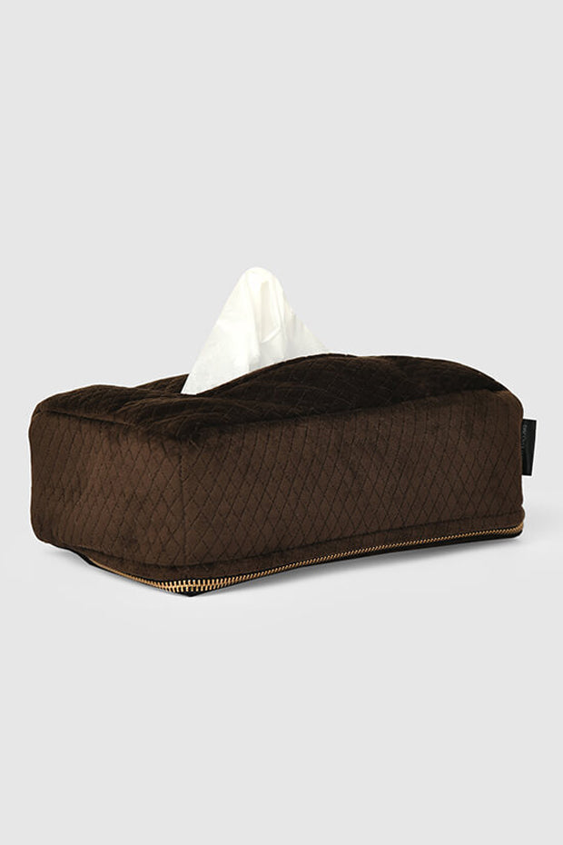 Snaffle Luxe Tissue Box Cover , Brown