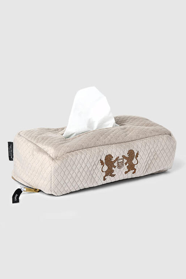 Dynasty Luxe Tissue Box Cover , Beige