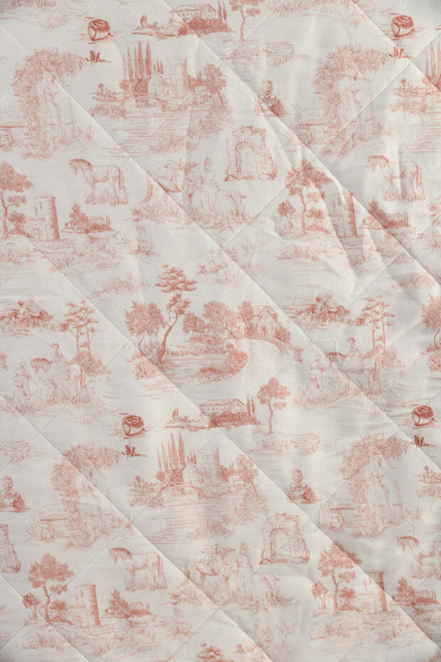 Toile Crib Quilt , Pink