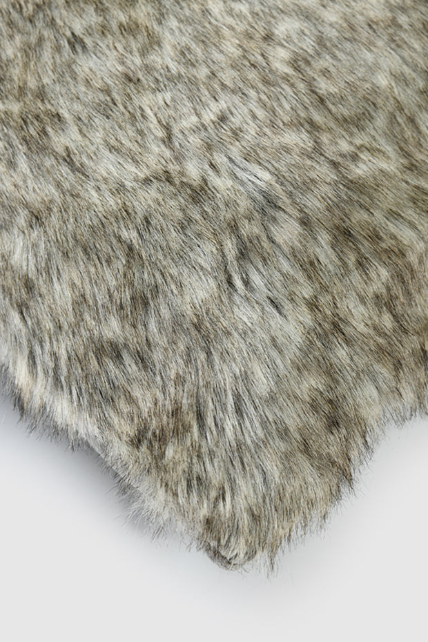 Grey Faux Fur Cushion Cover