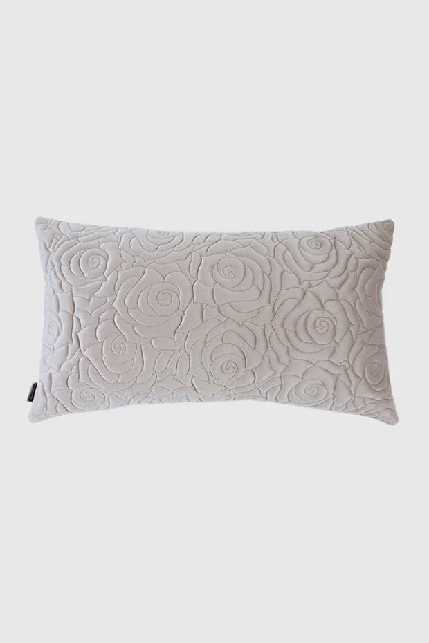 Rose Quilted Lumbar Cushion Cover , Beige