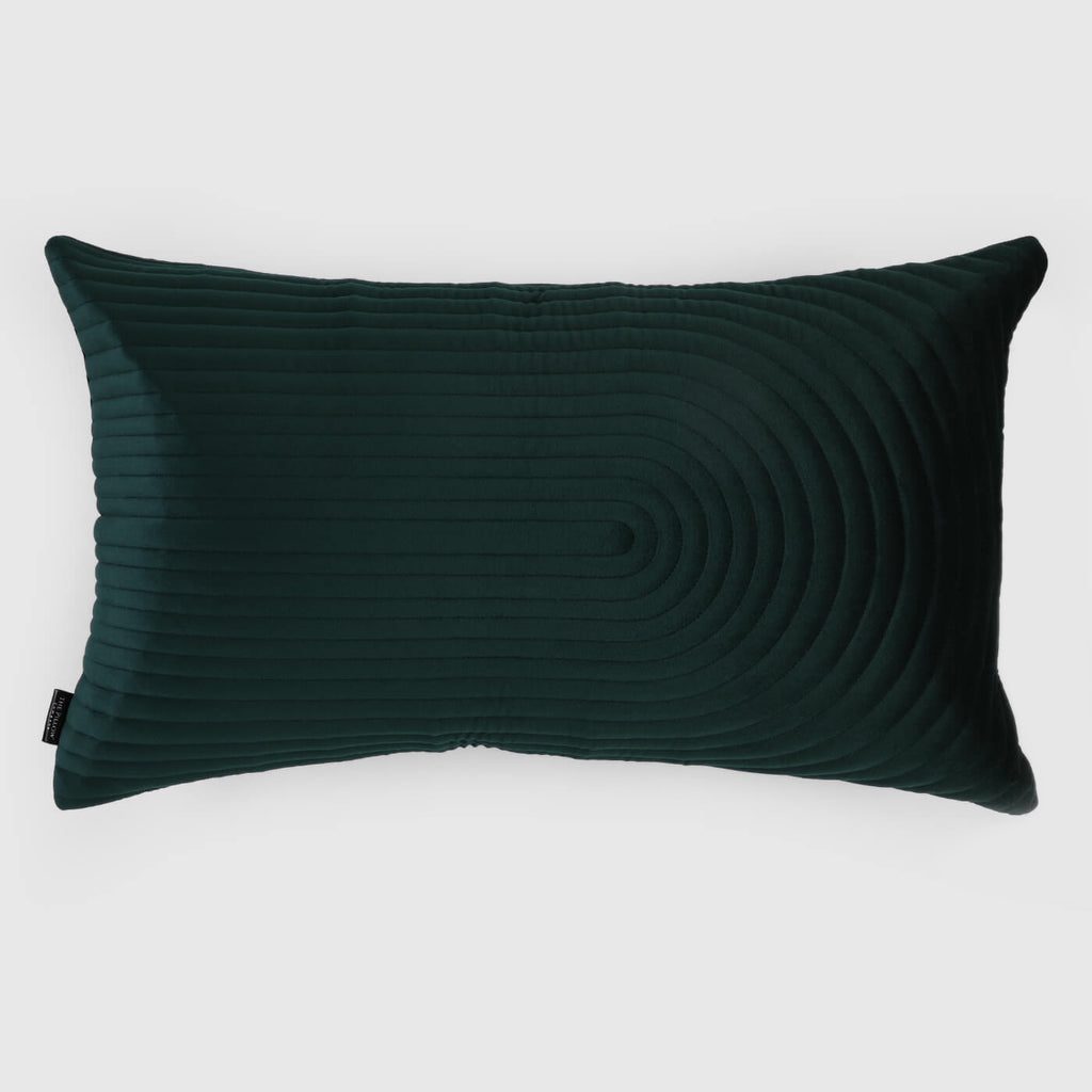 Quilted Arch Lumbar Cushion Cover , Emerald