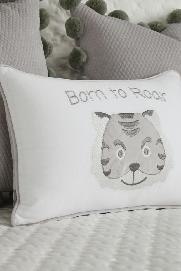 Born To Roar Linen Cushion Cover , Grey