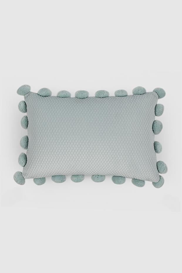 Ashton Whimsical Quilted lumbar Cushion Cover , Blue