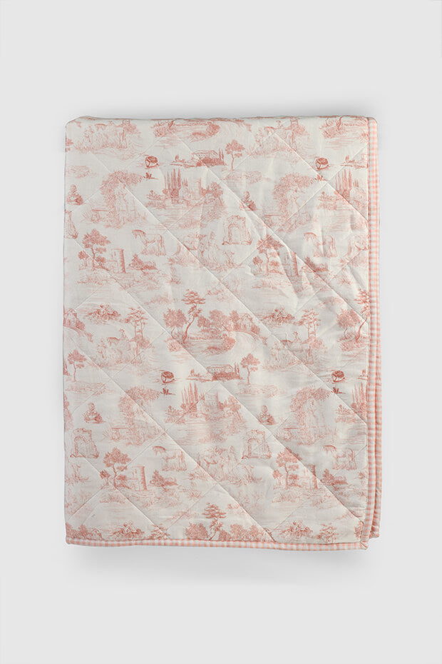 Toile Crib Quilt , Pink