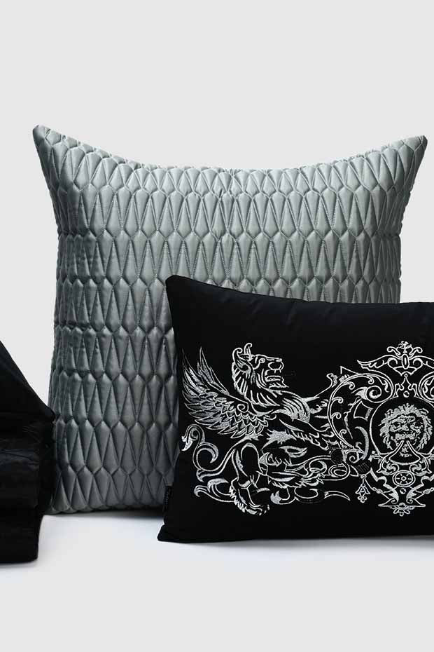 Monaco Quilted Silver Cushion Cover