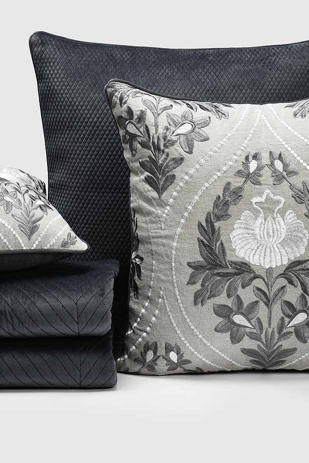 Ashton Classic Quilted Cushion Cover , Grey