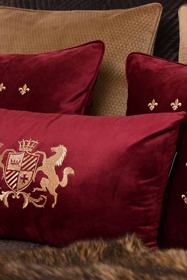 Knighthood Lumbar Cushion Cover , Red